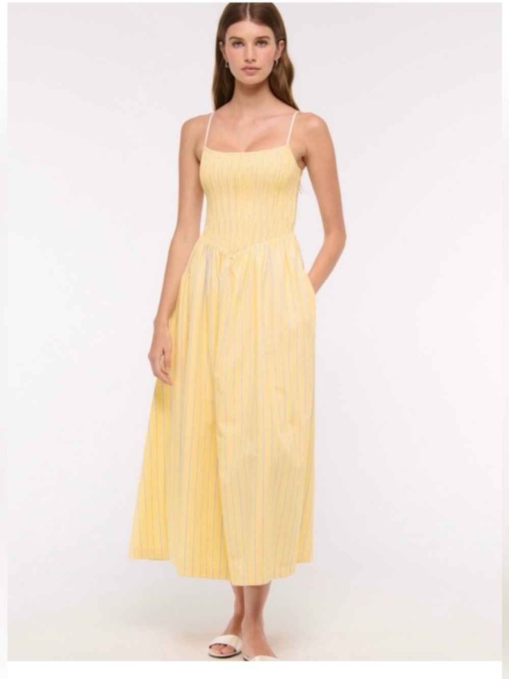 NWT Abercrombie & Fitch Yellow Striped Smocked Sundress